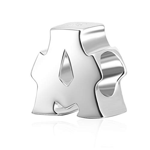 SOUKISS fits Pandora Bracelet Alphabet Charms Authentic 925 Sterling Silver Letter Initial A-z Alphabet Beads for Christmas -A-