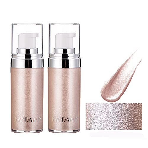 MEICOLY 2 Packs Body Bronzer Liquid, Highlight Makeup Luminizer Smooth Shine Shimmer Bronzer Oil Glow Liquid Foundation, Waterproof Illuminator Moisturizing For Face Body,01 Pearl White