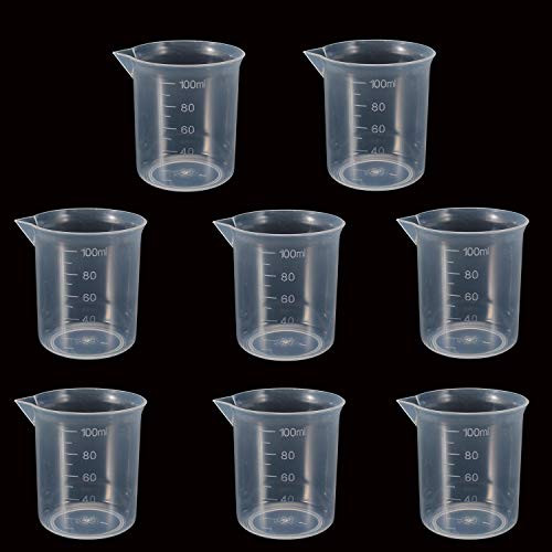 8 Pcs Epoxy Mixing Cups, 100ml/3.4oz Plastic Graduated Cup Clear Measuring Cup for Mixing Paint, Stain, Epoxy, Resin