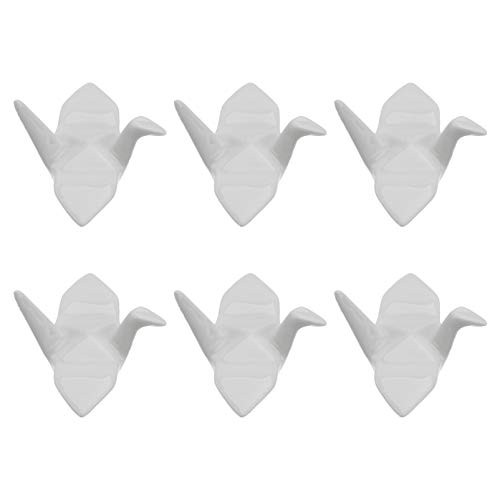 BESTonZON 6Pcs White Ceramic Chopsticks Holder Origami Crane Chopstick Rest Chopsticks Stand Rest for Spoon Knife