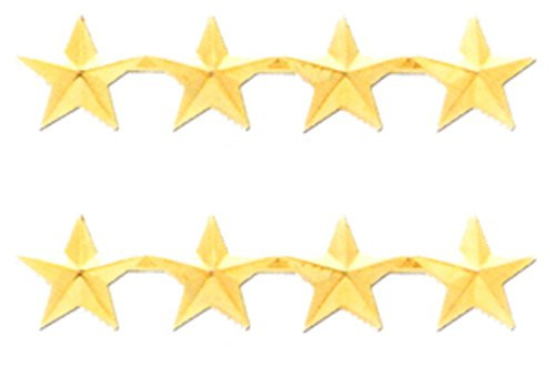 4 GOLD STAR ARMY MILITARY POLICE GENERAL COLLAR UNIFORM BRASS PINS INSIGNIA EMBLEM 1/2" -SOLD AS PAIR-