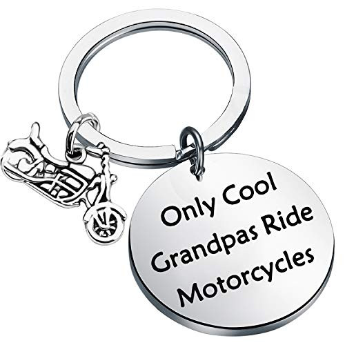 BEKECH Motorcycles Grandpa Gifts Only Cool Grandpas Ride Motorcycles Keychain with Motorbike Motorcycle Charm Gift for Biker Grandpa -Silver- BEKECH Motorcycles Grandpa Gifts Only Cool Grandpas Ride Motorcycles Keychain with Motorbike Motorcycle Charm Gift for Biker Grandpa -Silver-