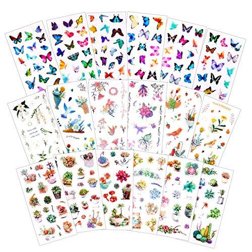 Watercolor Birds and Flowers Stickers Set-18 Sheets- - Decorative Sticker for Scrapbooking, Kid DIY Arts Crafts, Album, Bullet Journaling, Junk Journal, Planners, Calendars and Notebook Watercolor Birds and Flowers Stickers Set-18 Sheets- - Decorative Sticker for Scrapbooking, Kid DIY Arts Crafts, Album, Bullet Journaling, Junk Journal, Planners, Calendars and Notebook