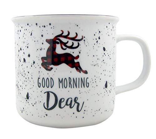 Speckled Christmas Reindeer Good Morning Dear Vintage Coffee Mug