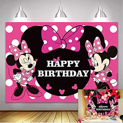 Minnie Mouse Photography Backdrop Mickey 1st Birthday Background Princess Girls Hot Pink Decoration for Kids Baby Shower Party Supplies Banner Studio Props Customized Backdrops -5X3FT- Minnie Mouse Photography Backdrop Mickey 1st Birthday Background Princess Girls Hot Pink Decoration for Kids Baby Shower Party Supplies Banner Studio Props Customized Backdrops -5X3FT-