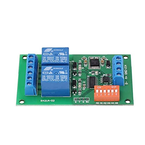 Test Lead Relay Module 2 Channel Relay Board RS485 MODBUS RTU AT Dual Command Input Serial Port Remote Control Switch Blue