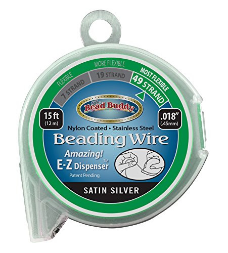Bead Buddy 49 Strand Bead Stringing Wire, Satin Silver 15ft .018"