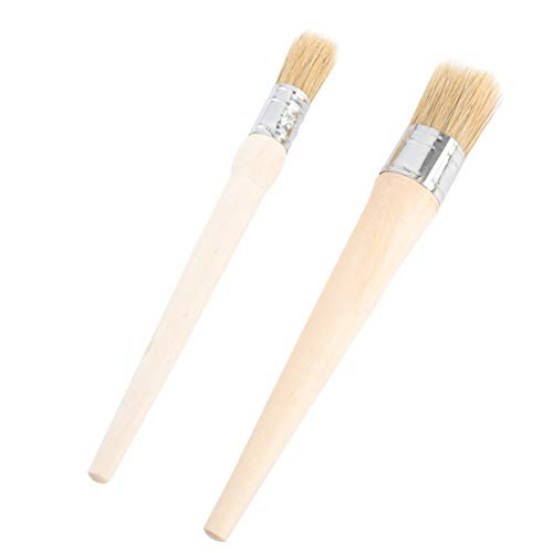 Artibetter 2pcs Chalk Paint Wax Brush Natural Bristle Round Paint Brush Long Handle Watercolor Oil Drawing Brush for Art Furniture Stencil Home Decor
