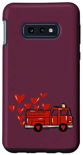 Galaxy S10e Heart Love Red Fire Truck Engine Department Valentines Day Case