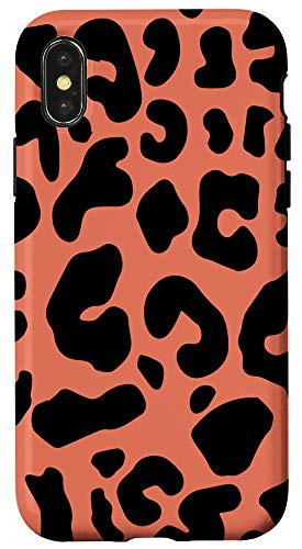 iPhone X/XS Orange Leopard Print Phone Case Cheetah Animal Women Cute Case