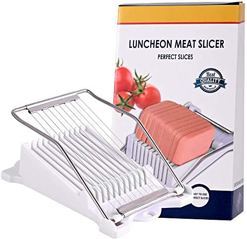 Luncheon Meat Slicer, Stainless Steel Wires, Boiled Egg Fruit Slicer Soft Food Cheese Sushi Cutter Canned Meat Cutting Machine with 10 Singing Cutting Wires