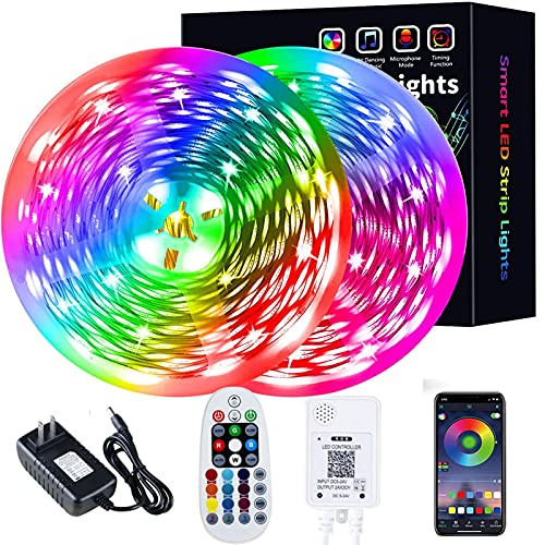 50ft Led Control Music Sync Color Changing Led Light Strips Led Strip Lights with Remote Led Lights for Bedroom, Kitchen, Home Decoration