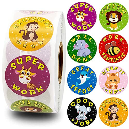 500 PCS Reward Stickers for Teachers. 8 Designs Reward Stickers Roll, Teacher Supplies for Classroom, Potty Training Stickers, Motivational Stickers, Assignment Stickers?1inch?
