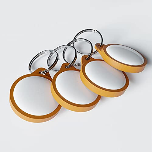 3D Cabin AirTag Keyring Holder Attachment -4 Pack- Low Profile for Tracking Device - Pop Fit Orange