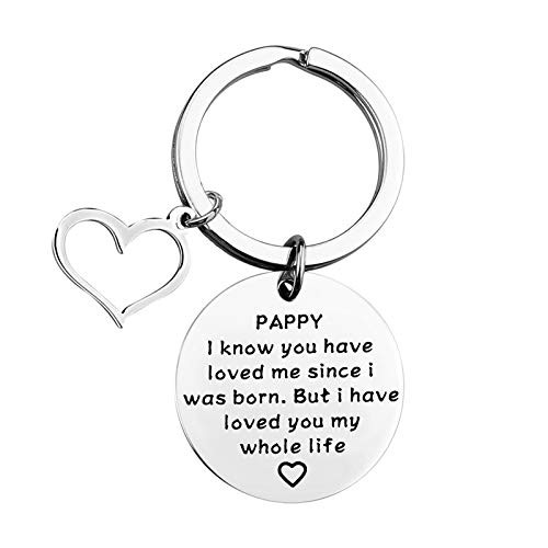 BLEOUK Pappy Keychain Grandpa Gift Birthday Gift for Grandpa Pappy -Love Since Pappy-