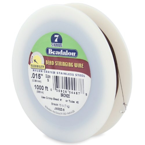 Beadalon 7-Strand 0.015" -0.38 mm- 1000 ft -305 m- Bronze Bead Stringing Wire