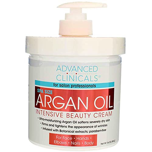 Advanced Clinicals Spa Size Pure Argan Oil Intensive Beauty Cream. Anti-aging Cream for Wrinkles and Dry Skin. -16oz-