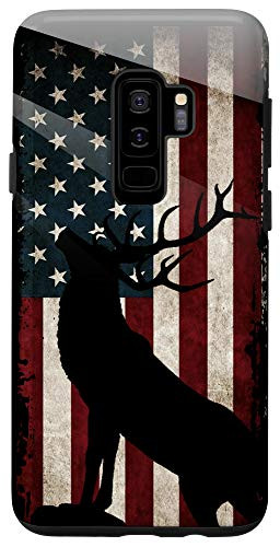 Galaxy S9 plus Deer Buck Hunting USA Flag Brown Camouflage Case