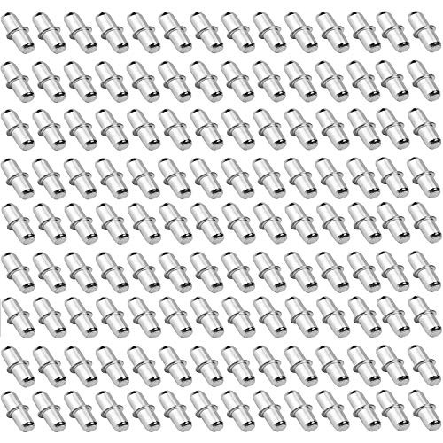 120 Pack Shelf Pins, 5mm x16mm Metal Nickel Support Pegs Cabinet Support Pins for Furniture Shelves Bracket