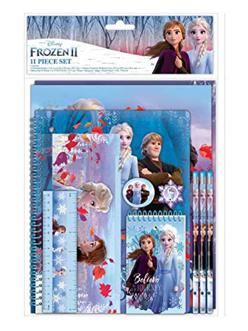 Innovative Designs Frozen 2 Kids School Supplies Set with Pencil Case, Pencils, Notebook - 11 Pcs.