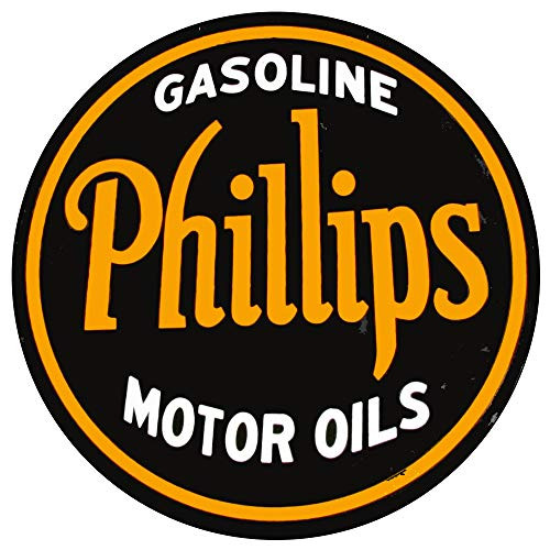 Brotherhood Vintage Gas Sign Reproduction Vintage Metal Signs Round Metal Tin Sign for Garage and Home 8 Inch Diameter  Phillips Motor Oil Gasoline