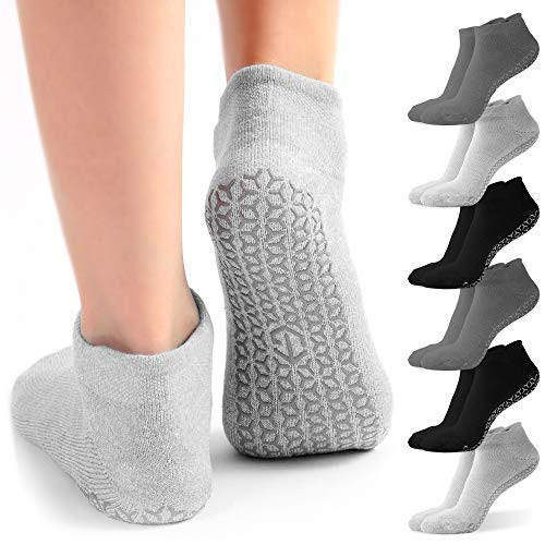 Non Slip Yoga Socks with Grips for Women | 6 Pairs Pilates, Dance  and  Pure Barre Sticky Socks