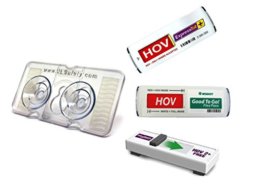 JL Safety EZ Pass-Mate Clear, New Toll Pass Holder for Good to Go Flex Pass, HOV ExpressToll,  and  MnPASS Tag transponders. Tough, Compact. 4 Dual Lock Strips  and  2 Alcohol Wipes Included. Made in USA