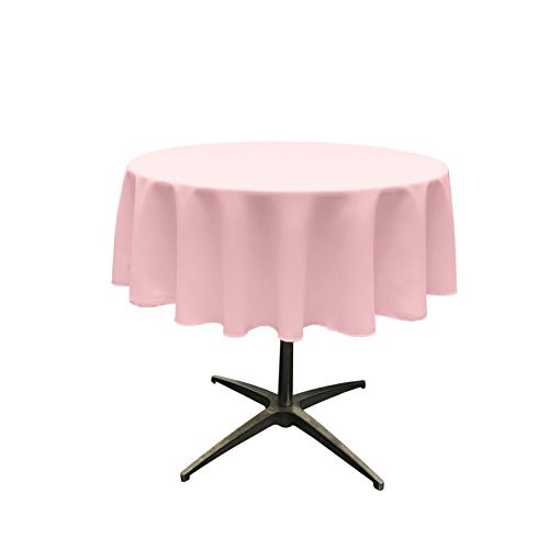 LA Linen Tablcloth Polyester Poplin Tablecloth 58-Inch Round, Light Pink