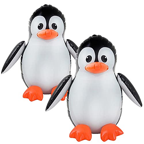 ArtCreativity Inflatable Penguins, Set of 2, Blow-Up Penguin Inflates for Birthday Party Favors, Party Decorations and Supplies, Pool Party Float, and Game Prize for Kids