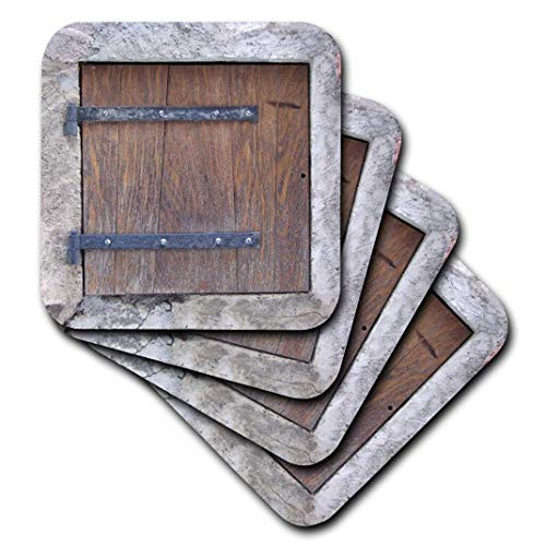 3dRose Wooden Medieval Style Trap Door Photo Print - Offbeat Humor - Unusual Bizarre Humorous Fun Funny - Ceramic Tile Coasters, Set of 4 (CST_157619_3)
