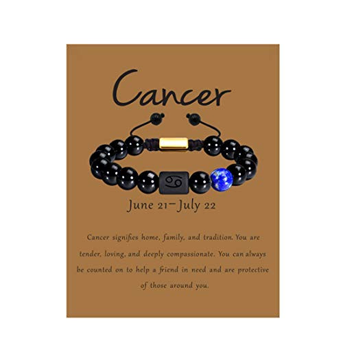 VLINRAS Cancer Gifts Men Women Zodiac Cancer Bracelet Braided Adjustable Black Onyx Horoscope Birthday Jewelry VLINRAS Cancer Gifts Men Women Zodiac Cancer Bracelet Braided Adjustable Black Onyx Horoscope Birthday Jewelry
