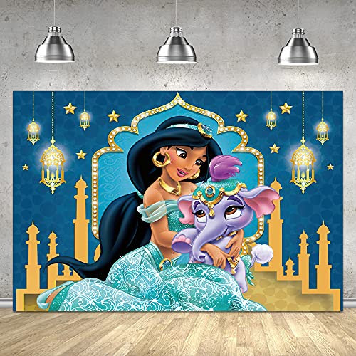 Cartoon Aladdin Castle Jasmine Princess Theme Backdrops Kids Girls Birthday Party Photography Banner Baby Shower Step and Repeat Background Photo Studio Props Cake Table Decor 5x3ft Cartoon Aladdin Castle Jasmine Princess Theme Backdrops Kids Girls Birthday Party Photography Banner Baby Shower Step and Repeat Background Photo Studio Props Cake Table Decor 5x3ft