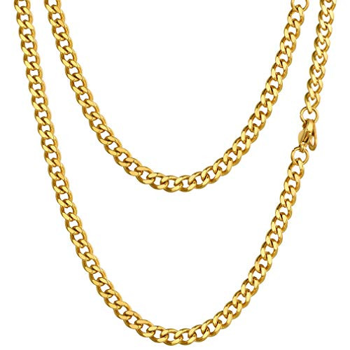 PROSTEEL Gold Cuban Link Chain Necklaces for Women Men Gift for Him Gold Filled Chain for Pendant 20 Inch