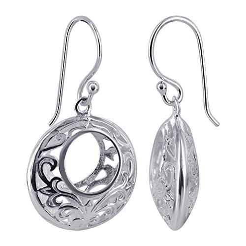 Swirl Design Sterling Silver French Wire Dangle Earrings