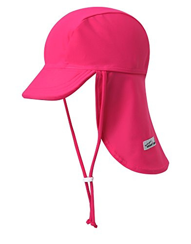 VAENAIT BABY Girls Sun Protection Sporty Flap Swim hat UV UPF 50 plus Flap Cap Hot Pink L