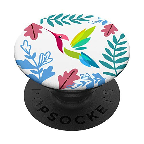 Cute Hummingbird Floral Flowers Pretty On White PopSockets PopGrip: Swappable Grip for Phones  and  Tablets