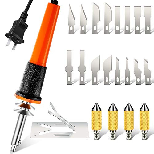 23 Pieces Electric Hot Knife Cutter Tool Kit Include Heat Cutter Multipurpose Stencil Cutter, 16 Blades, 4 Blade Holders, Metal Stand Hot Carving Knife for Carving Soft Thin Styrofoam Cloth Stencil