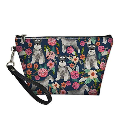 PZZ BEACH Cute Puppies Floral Cosmetic Bags Travel Toiletry Bag with Handle Strap Portable Clear Makeup Bags Pouch