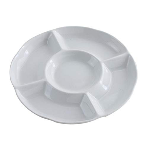 DOITOOL Sectional Round Plastic Serving Tray, Divided Serving Platter, Food Serving Plate for Dessert, Fruit, Snack and Appetizer -9 Inch- DOITOOL Sectional Round Plastic Serving Tray, Divided Serving Platter, Food Serving Plate for Dessert, Fruit, Snack and Appetizer -9 Inch-