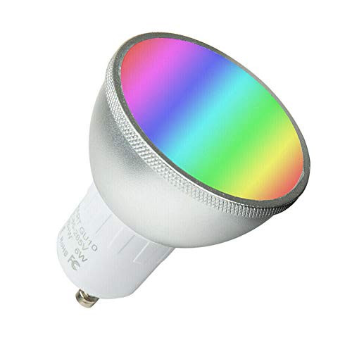 Smart Bulbs WiFi Light Bulbs Dimmable Colour Changing RGB Smart Light Control GU10 WiFi Bulb Compatible with Alexa Google Home IFTTT No Hub Required 6W-60W Equivalent Remote Controlled by Smartphone