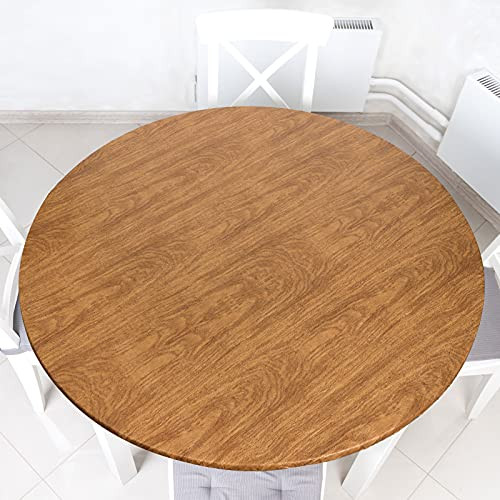 Wood Grain Round Tablecloth Wood Elastic Edge Flannel Backing Tablecover Plastic Tablecloth Protector Waterproof Fitted Oilcloth for Round Table Large Round Fits Table up 40-44 Diameter Wood Grain Round Tablecloth Wood Elastic Edge Flannel Backing Tablecover Plastic Tablecloth Protector Waterproof Fitted Oilcloth for Round Table Large Round Fits Table up 40-44 Diameter