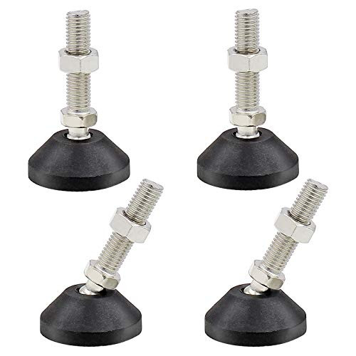 Furcoitur 4Pcs Swivel Furniture Leg Levelers, M12 Thread x 1.97" Thread Length x 1.97" Base Heavy Duty Adjustable Leveling Feet Glides for Tables Chairs Cabinets Workbench Shelving Rack