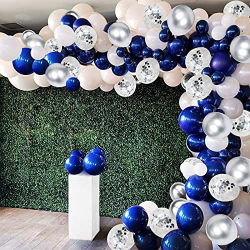 125Pcs Navy Blue Silver Balloon Arch Garland Kit, Navy White Silver Confetti Balloons with Balloon Accessories for Graduation Party Baby Shower Wedding Birthday Class of 2021 Prom Decorations 125Pcs Navy Blue Silver Balloon Arch Garland Kit, Navy White Silver Confetti Balloons with Balloon Accessories for Graduation Party Baby Shower Wedding Birthday Class of 2021 Prom Decorations