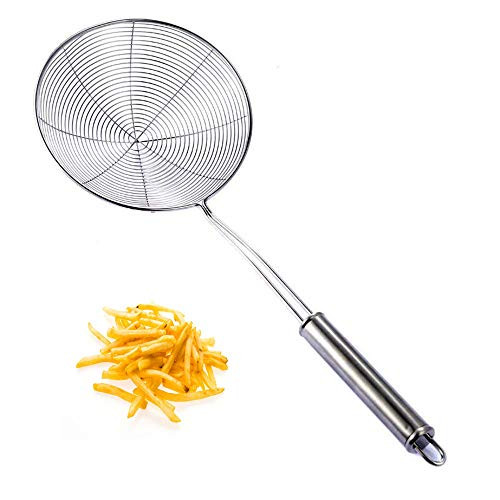 Stainless Steel Zara, Stainless Steel Skimmer Strainer, Wire Skimmer with Spiral Mesh, Professional Grade Handle Skimmer Spoon/Ladle for Spaetzle/Pasta/Chips Stainless Steel Zara, Stainless Steel Skimmer Strainer, Wire Skimmer with Spiral Mesh, Professional Grade Handle Skimmer Spoon/Ladle for Spaetzle/Pasta/Chips