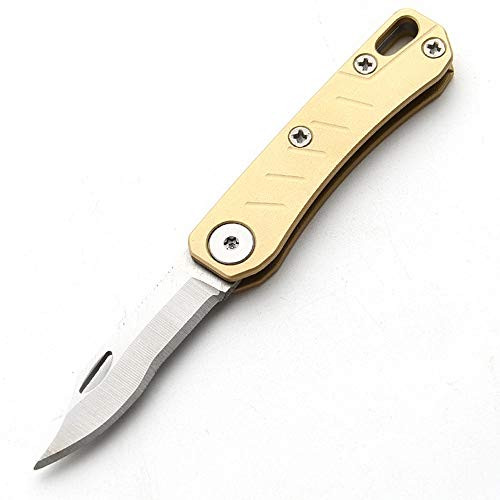 SZHOWORLD Mini Brass Keychain Knife, Compact Folding Pocket Knife, Mini EDC Knife, T10 Carbon Steel Blade, Fine Brass Handle, Keychain Accessory -Mini Folding Knife-