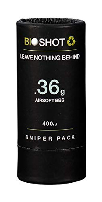 BioShot Biodegradable Airsoft BBS -.36g Super Slick Seamless Sniper Weight Competition Match Grade for All 6mm Airsoft Guns and Accessories -400 Round Sniper Pack, White-