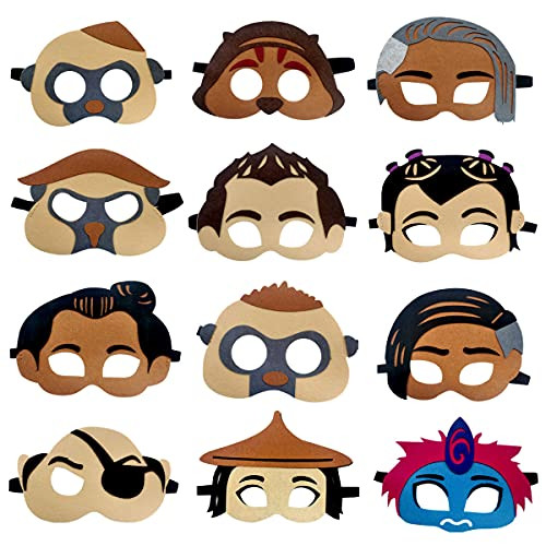 12PCS Raya and The Last Dragon Felt Masks Party Favors for Kid , Raya Themed Party Supplies Dress Up Costumes Mask Cartoon Character Cosplay Birthday Gift for Children Boys Girls