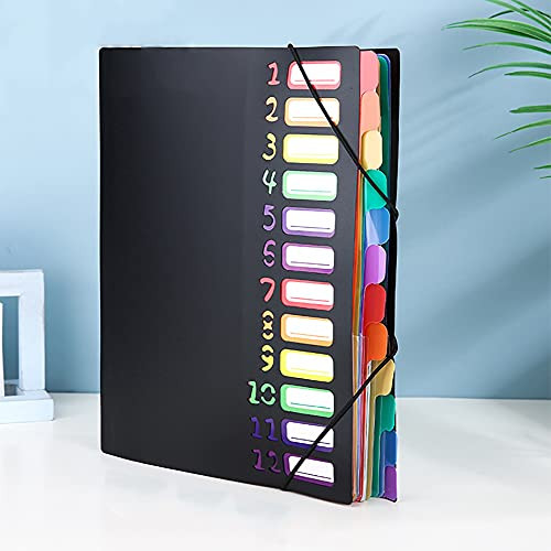 24 Pocket Expanding File Folder A4 Paper Pocket File Folders Rainbow Accordion Folders A4 Letter Size File Organizer Student Papers Folder Expanding Project Sorter for Home, Office and School