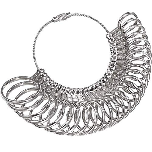 Ring Sizer Measuring Tool Set, Metal Ring Measurement Tool, Ring Sizing Kit, Jewelry Ring Finger Size Measurer, US 0-13 with Half Size, with Plastic Ring Sizer Belt