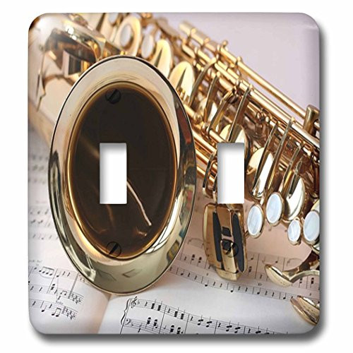 3dRose lsp_210591_2"Print Of Close Up Of Saxophone On Sheet Music" Double Toggle Switch